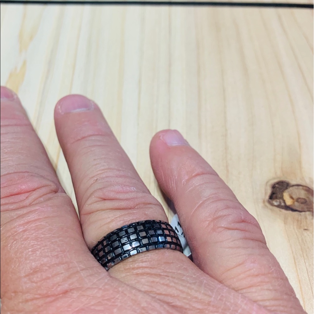8mm Tire Tread Style Grooved Ring Men Jewelry Rock - Picture 2 of 2